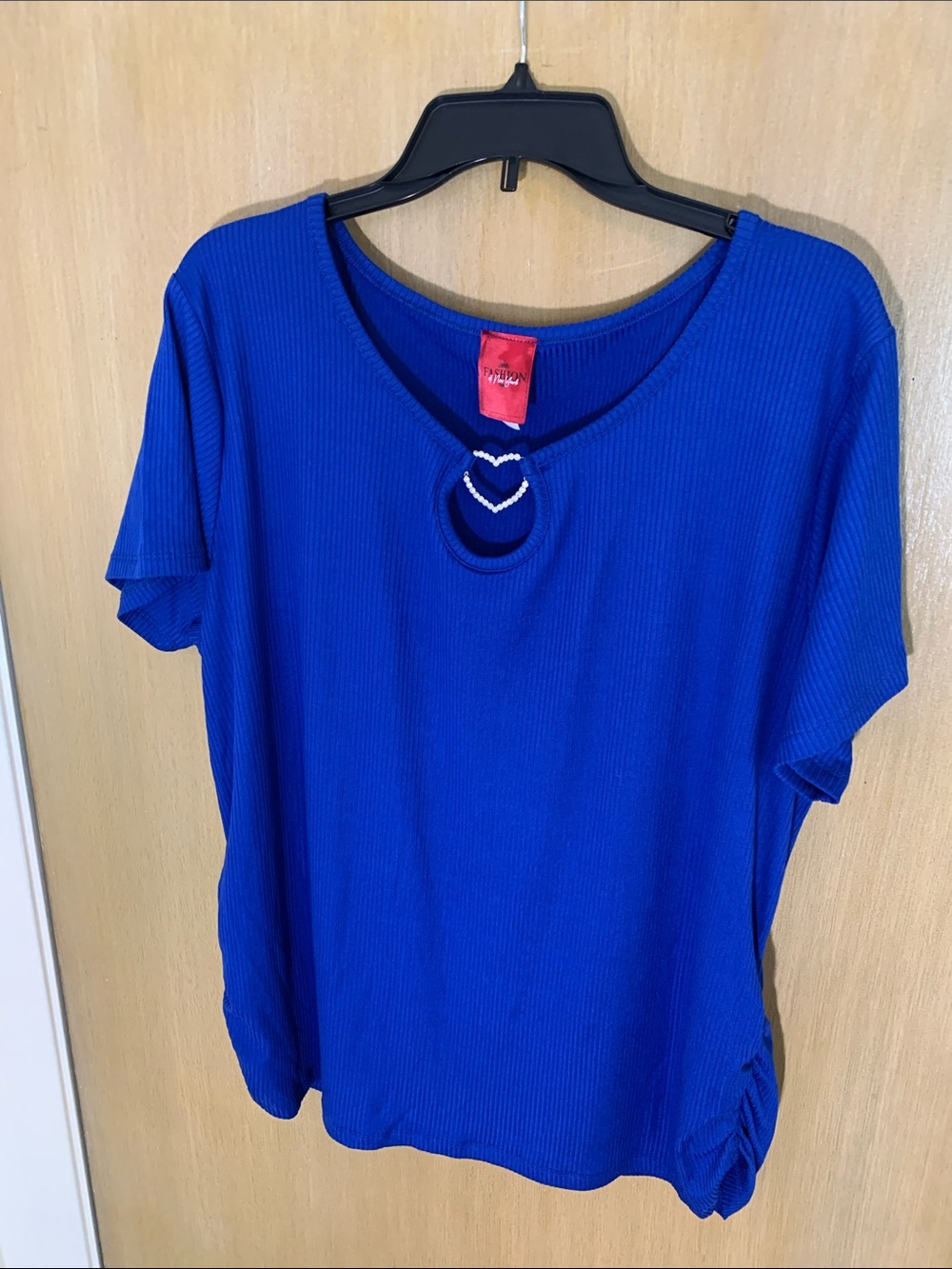 💙PRECIOUS PLUS SIZE 3X Royal Blue Short Sleeve Top with BLING Keyhole Accent💙